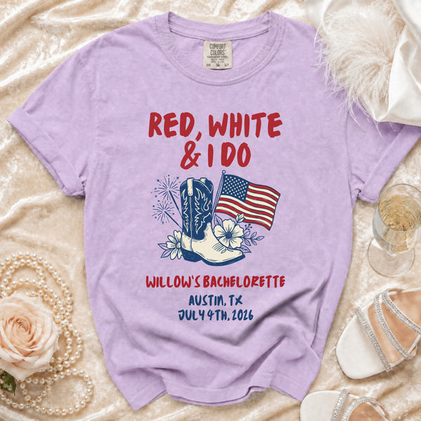 Red, White & I Do Bachelorette T-Shirt in Orchid