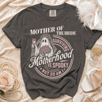 Mother of the Bride shirt with ghost, bouquet, and text.