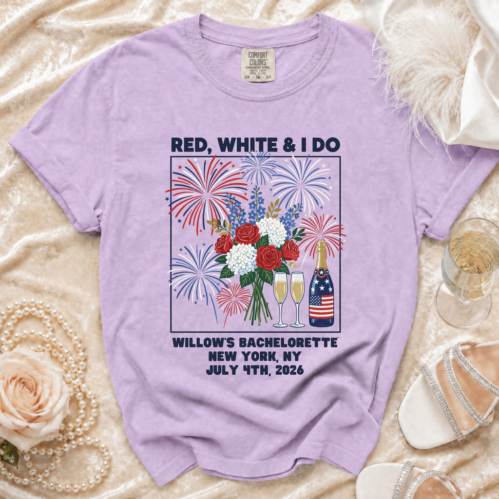 Red, White & I Do Willow's Bachelorette July 4th, 2026 t-shirt.