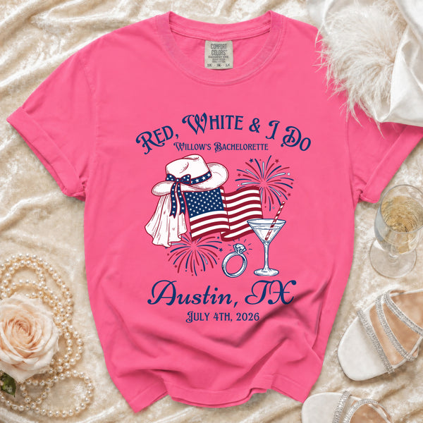 Red, White & I Do Celebration T-Shirt in Crunchberry