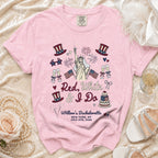 Red, White & I Do bachelorette t-shirt with Willow's Bachelorette details.