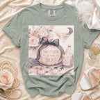 Green t-shirt with "Mother of the Boo" design, featuring a pumpkin, ghosts, and roses.