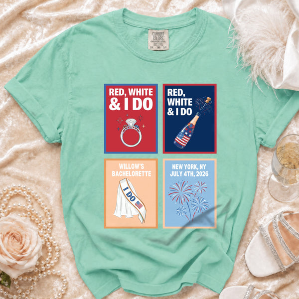 Red, White & I Do Celebration T-shirt in Island Reef