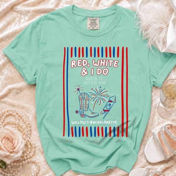 Red, White & I Do Celebration T-Shirt in Island Reef