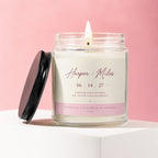 Engagement candle for Harper and Miles, dated 06/14/27.