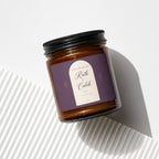 Amber candle with "Happy Anniversary Ruth + Caleb" label and date "11 | 03 | 09".