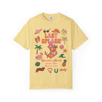 Yellow t-shirt with "Sarah's Bach" and "Last Splash Malibu CA Summer 2026" graphics.