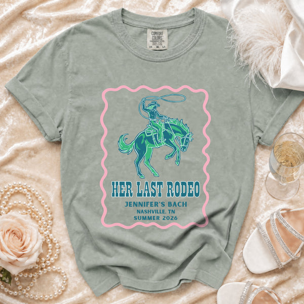 Her Last Rodeo Western Bachelorette T-Shirt in Bay