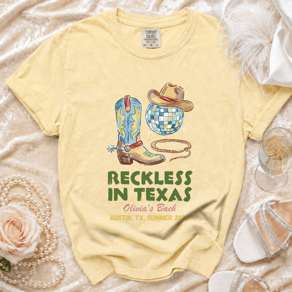 Reckless Disco Texas Bachelorette T-shirt in Butter
