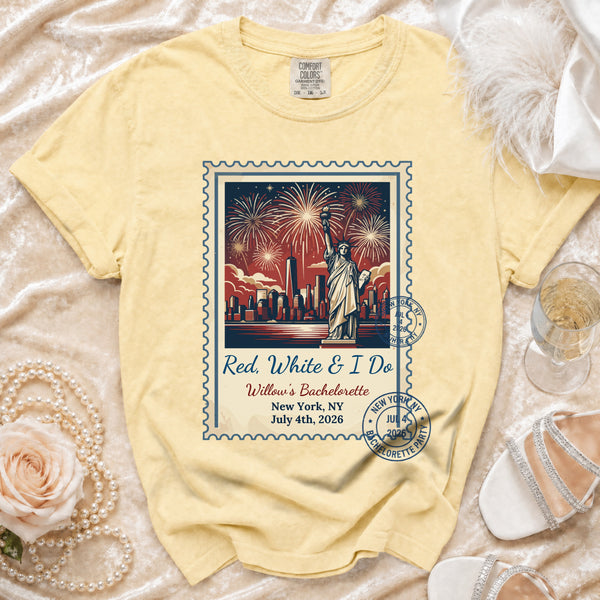Red, White & I Do NYC Bachelorette T-Shirt in Butter