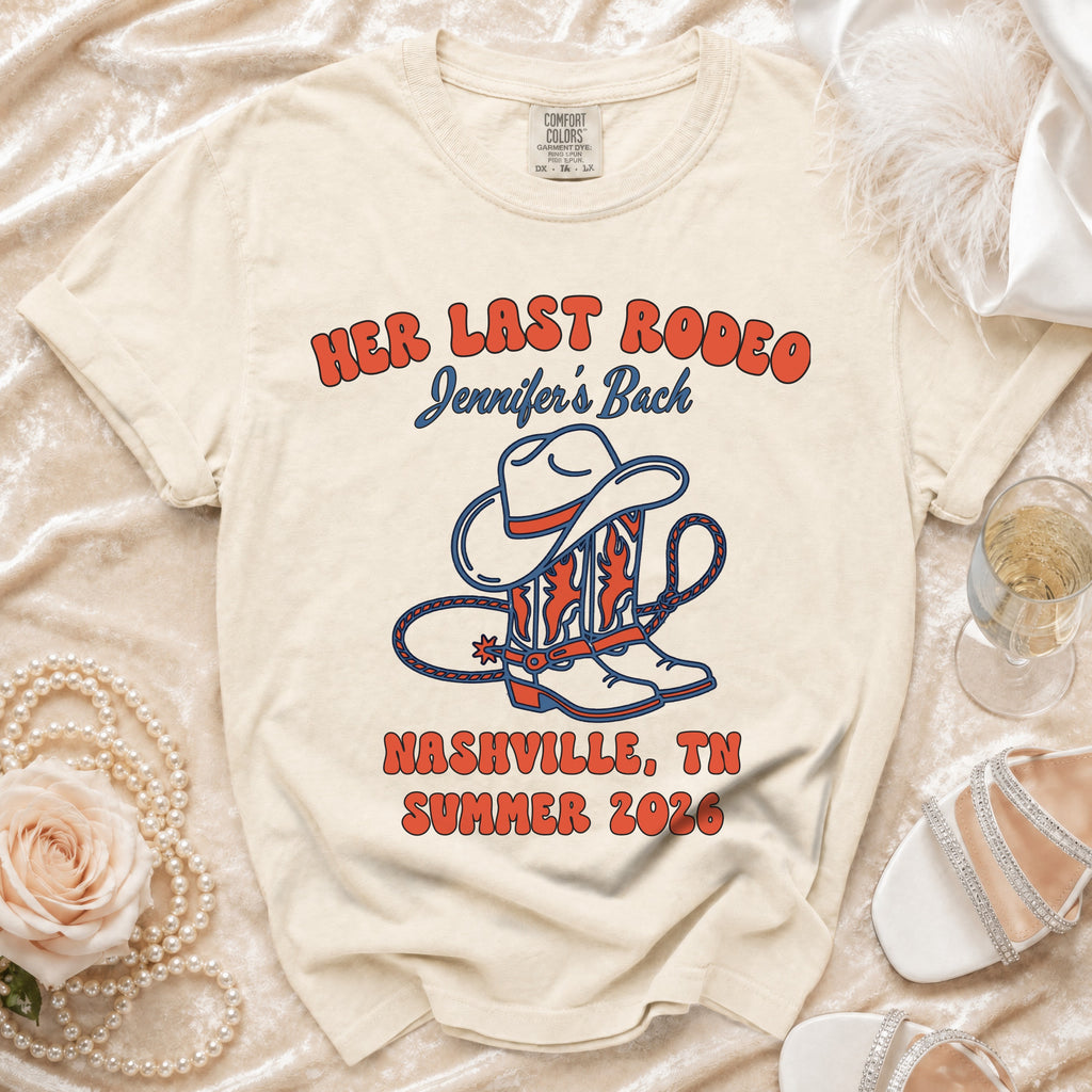 "Her Last Rodeo Jennifer's Back Nashville, TN Summer 2026" graphic t-shirt.