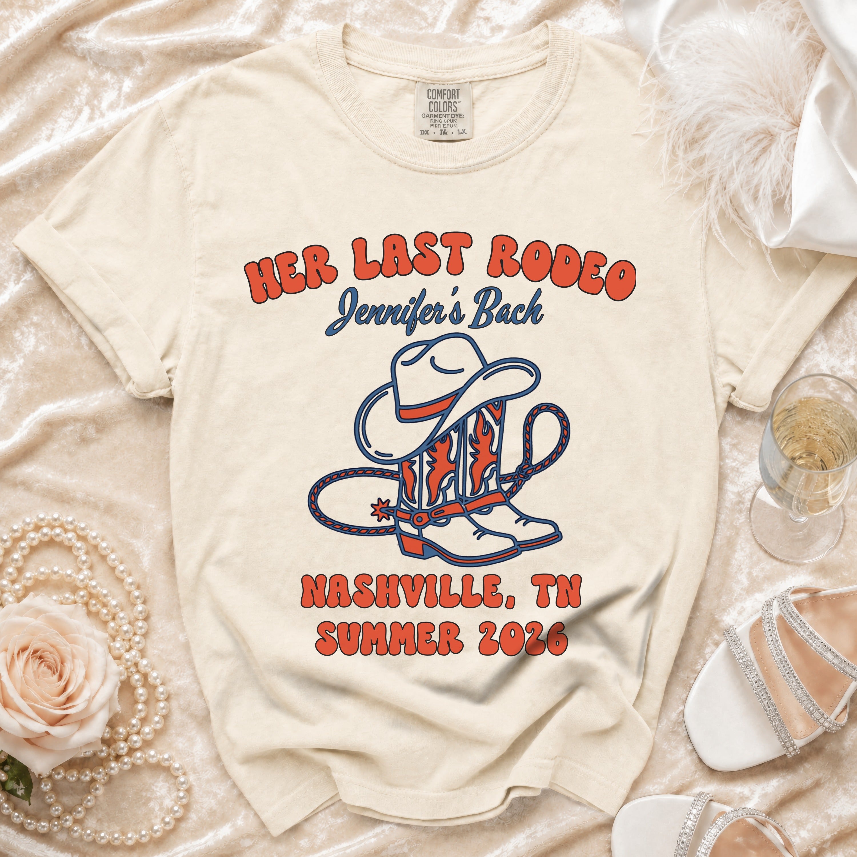 "Her Last Rodeo Jennifer's Back Nashville, TN Summer 2026" graphic t-shirt.