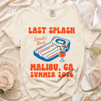 "Last Splash Sarah's Bach Malibu, GA Summer 2026" graphic tee.