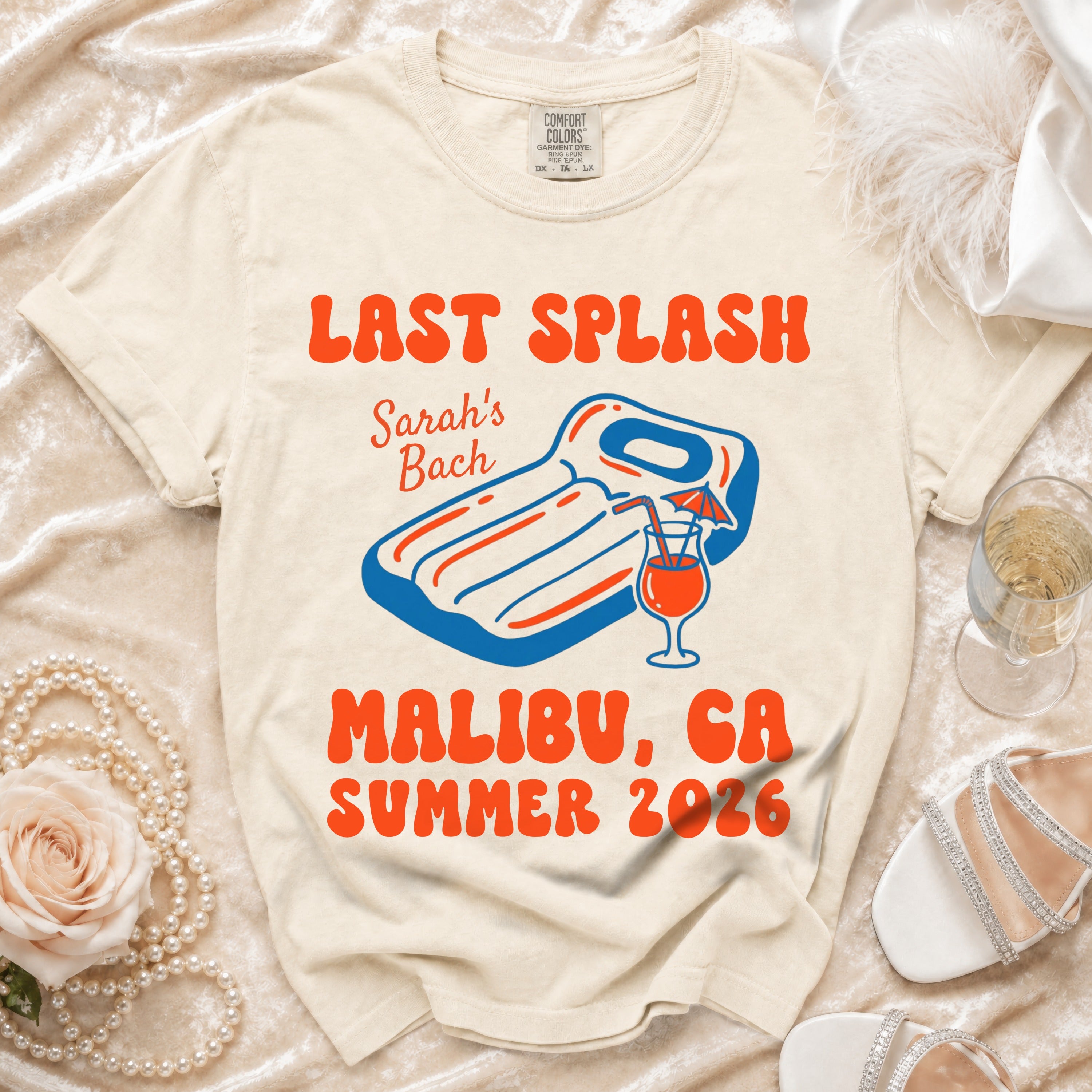 "Last Splash Sarah's Bach Malibu, GA Summer 2026" graphic tee.