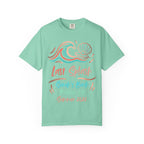Mint t-shirt with "Last Splash Sarah's Bach Malibu, CA Summer 2024" text and wave graphics.
