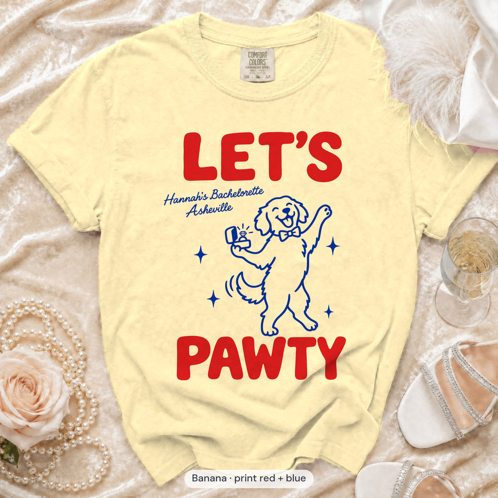 Banana The Bride & Let's Pawty Dog bachelorette crew t-shirt