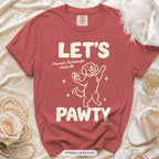 Crimson The Bride & Let's Pawty Dog bachelorette crew t-shirt
