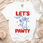 White The Bride & Let's Pawty Dog bachelorette crew t-shirt
