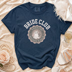 Navy t-shirt with "BRIDE CLUB" and ghost bride graphic.