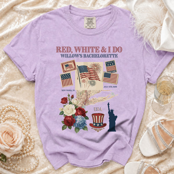 Red, White & I Do Celebration T-shirt in Orchid