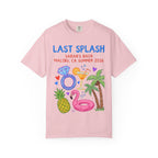 Pink t-shirt with "Sarah's Bach Malibu, CA Summer 2026" and tropical graphics.