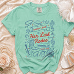 Mint green t-shirt with "Jennifer's Bach Her Last Rodeo Nashville, TN Summer 2026" graphic.
