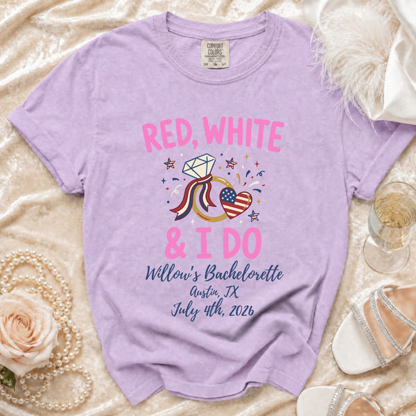 Red White & I Do Bachelorette T-Shirt in Orchid