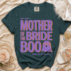 Proud Mother of the Bride Boo shirt with ghost graphic and "Raising Hell" text.