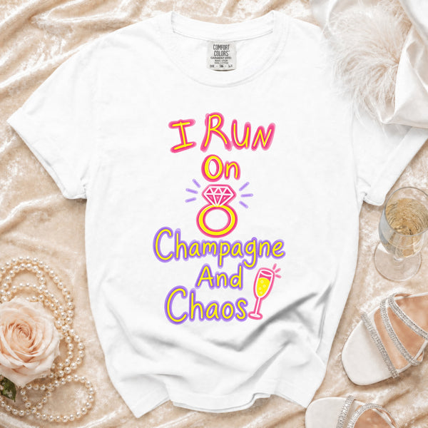 Champagne Chaos T-shirt in White