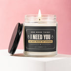 Candle with label reading "I NEED YOU AS MY MAID OF HONOR".