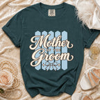Green t-shirt with "Mother of the Groom" text and a bow graphic.