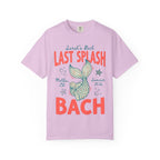Lilac t-shirt with "Sarah's Bach Last Splash" text and mermaid tail graphic.