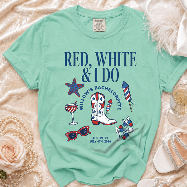 Red, White & I Do Bachelorette T-Shirt in Island Reef