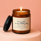 Candle for Father of the Bride with inscribed loving message.