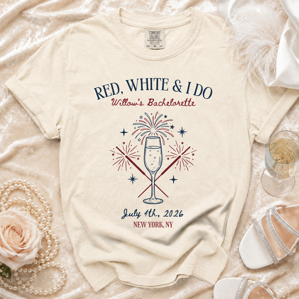 Red White & I Do Bachelorette T-shirt in Ivory