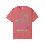 Pink t-shirt with "Her Last Rodeo" and rodeo graphics for a bachelorette party.