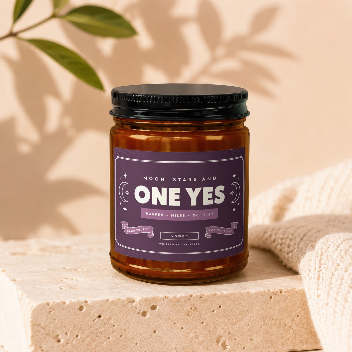 Soy wax candle, "One Yes," for Harper and Miles on 06.14.27.