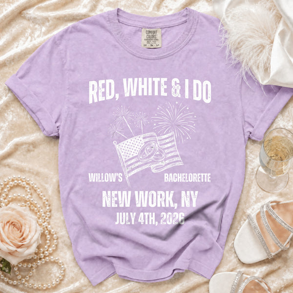 Red, White & I Do Bachelorette T-Shirt in Orchid