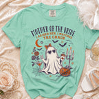 "Mother of the Bride I Raised Her, I Matched The Chaos" t-shirt with ghost design.