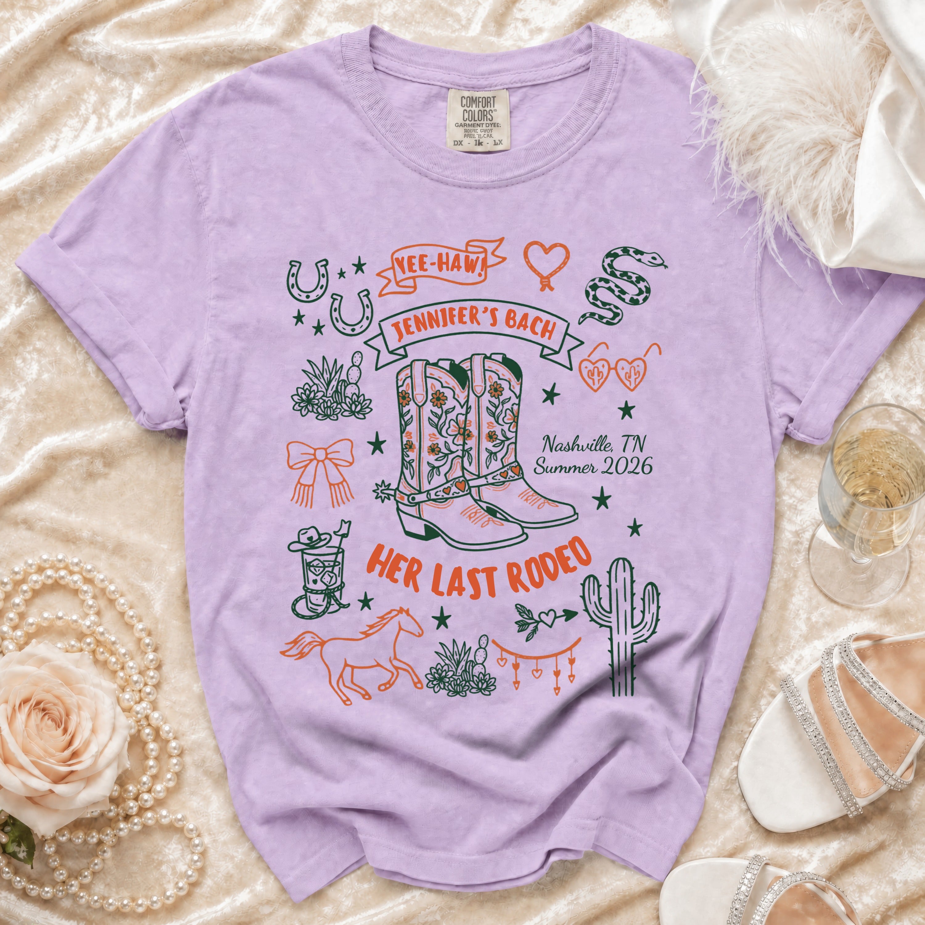 Jennifer's Bach Nashville TN Summer 2026 "Her Last Rodeo" t-shirt.