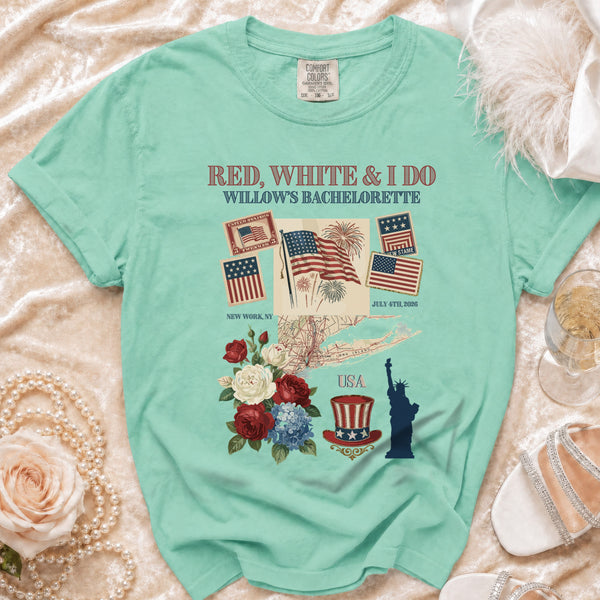 Red, White & I Do Celebration T-shirt in Island Reef