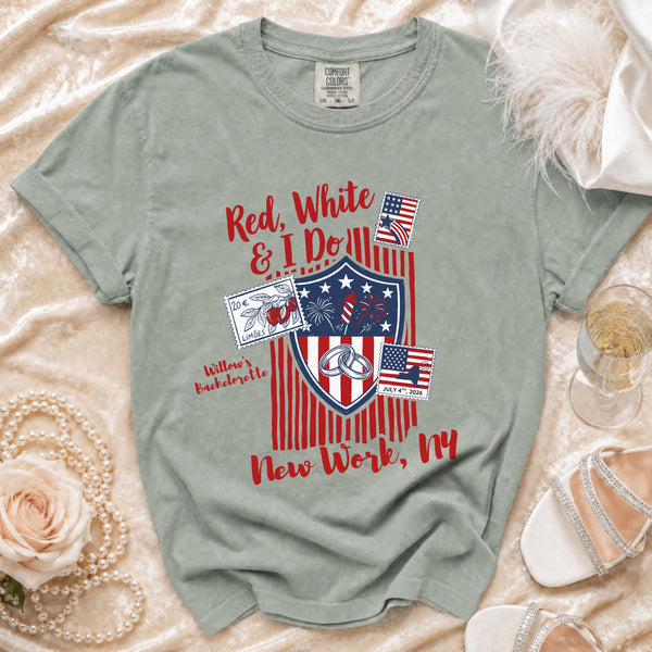 4th of July Red, White & I Do T-shirt in Bay