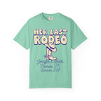 "Her Last Rodeo" t-shirt with cowboy boot graphic for Jennifer's Bach party.