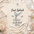 "Last Splash Sarah's Bach Malibu, CA Summer 2026" graphic tee with mermaid tail.