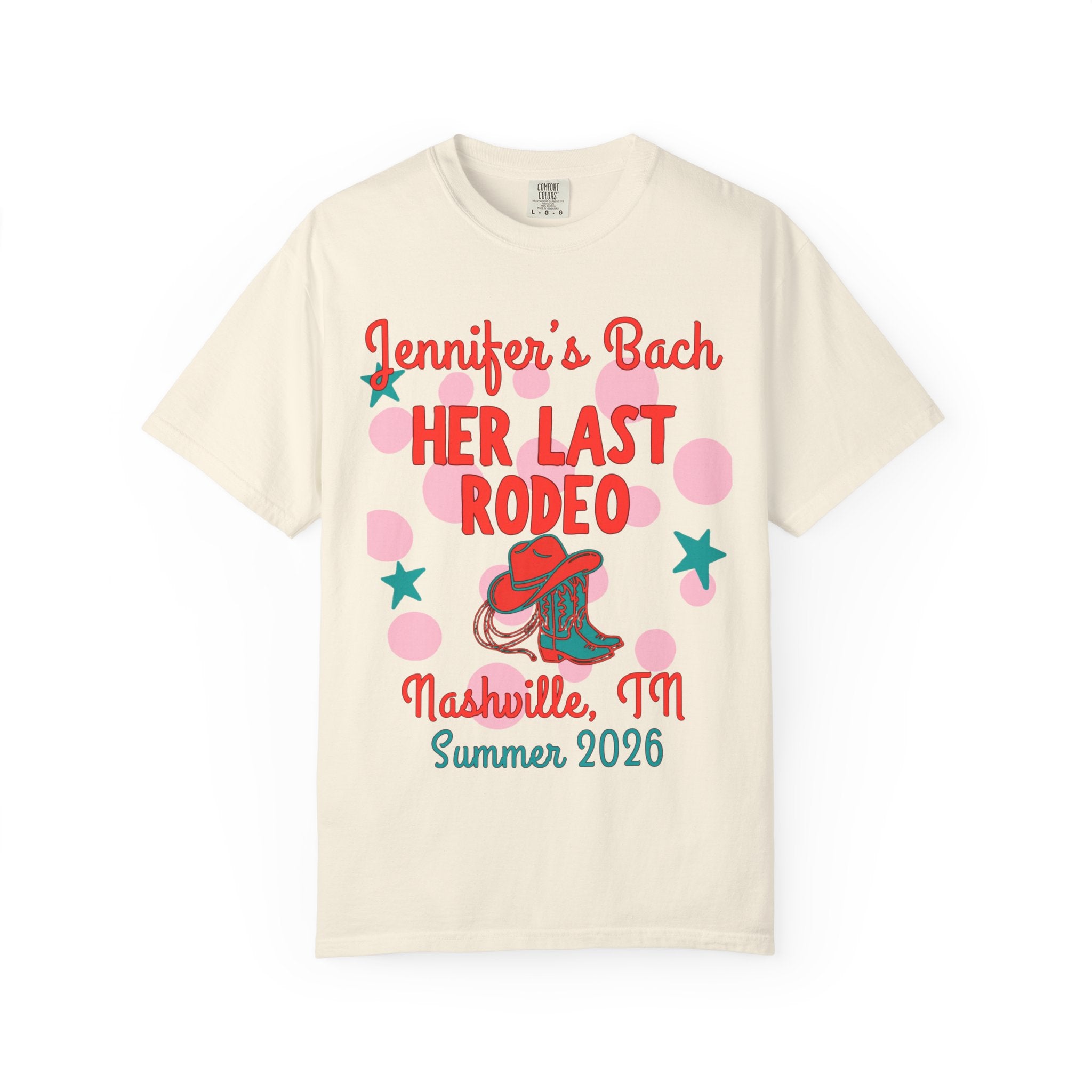 Jennifer's Bach Her Last Rodeo Nashville, TN Summer 2026 t-shirt.