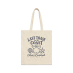 Tote bag with "Last Toast on the Coast" and "Olivia's Bachelorette Hilton Head, SC" text.
