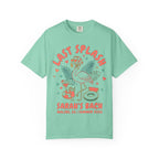 Mint green t-shirt with "Last Splash Sarah's Bach Malibu, CA Summer 2026" design.