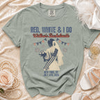 "Red, White & I Do" bachelorette t-shirt for Willow's July 4th, 2026 party.
