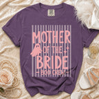 Purple t-shirt with "Mother of the Bride Boo Crew" text and ghost graphic.