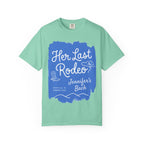 Mint green t-shirt with "Her Last Rodeo Jennifer's Bach" text and graphics.